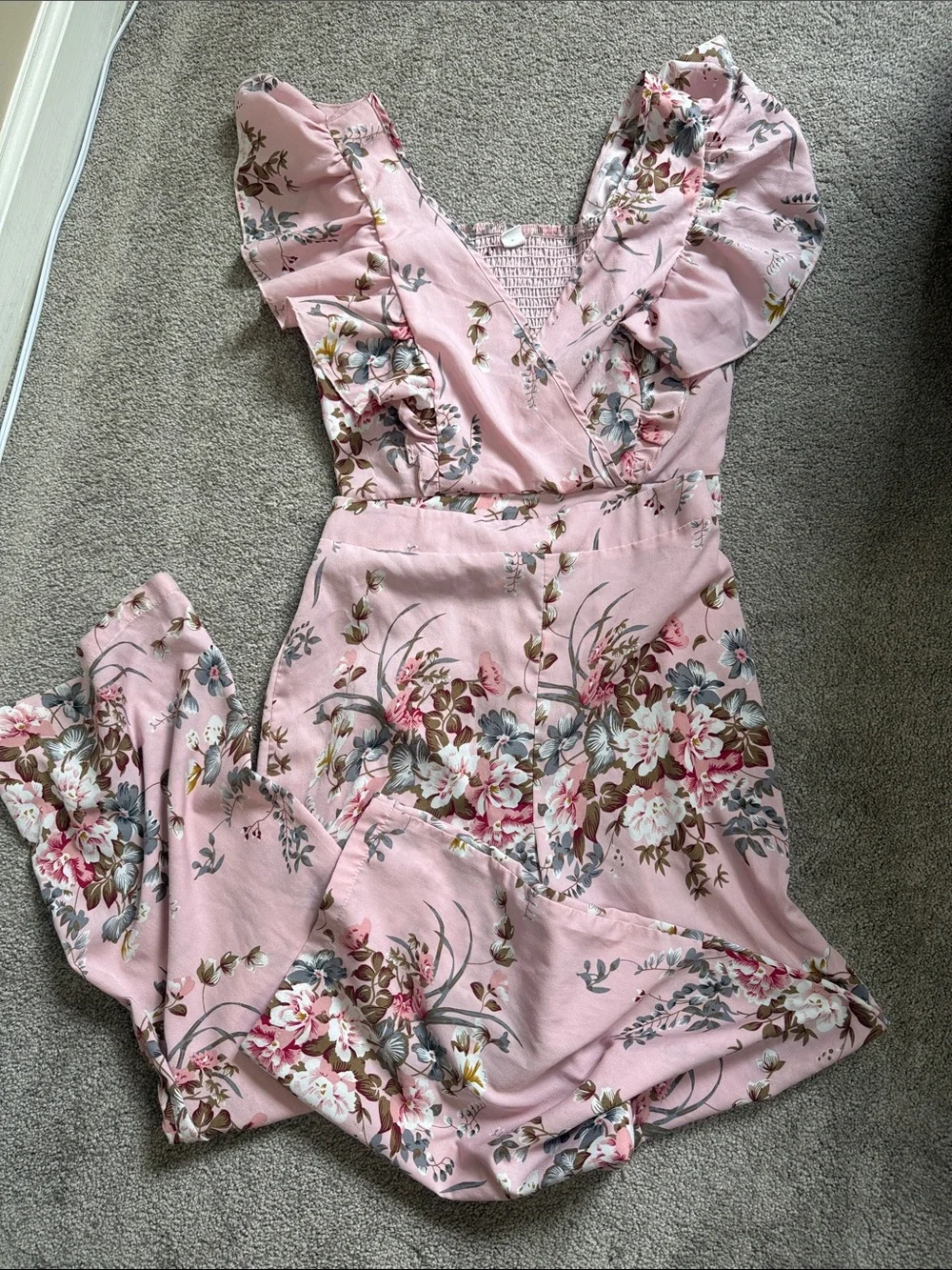 SHEIN Pink Floral Ruffle Two-Piece Matching Set NWOT